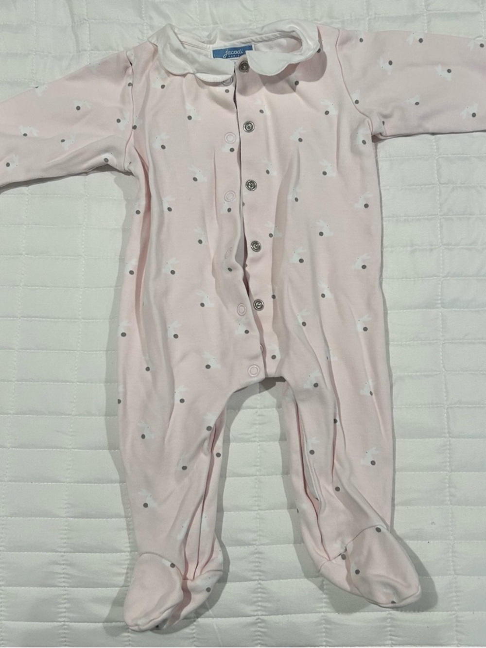 Jacadi Light Pink Polka Dot Footed One-Piece